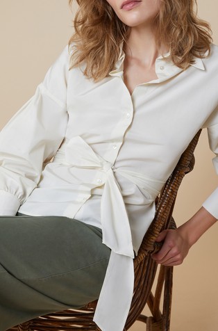PENNYBLACK Taffeta shirt with belt Ivory 5