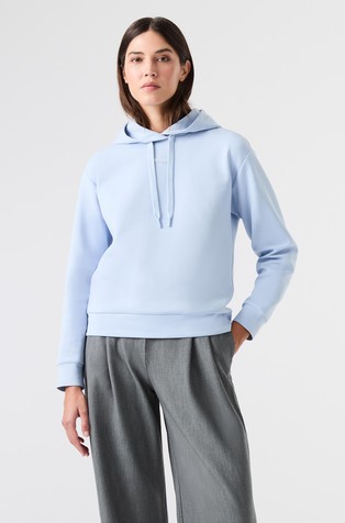 Relaxed fit pulover s kapuco iz bombažne mešanice