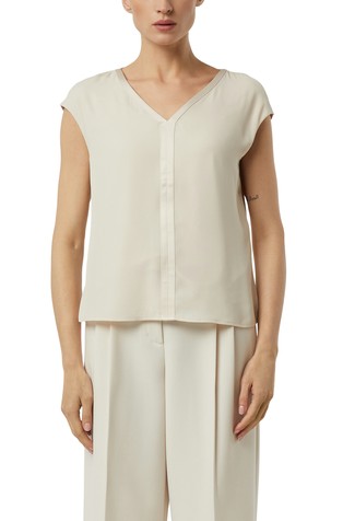 Bluza iz kombinacije tkanin s satenastimi detajli