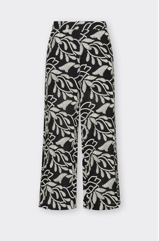 Cropped cotton-blend trousers with contrast embroidery
