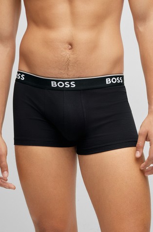 Three-pack of logo-waistband trunks in stretch cotton