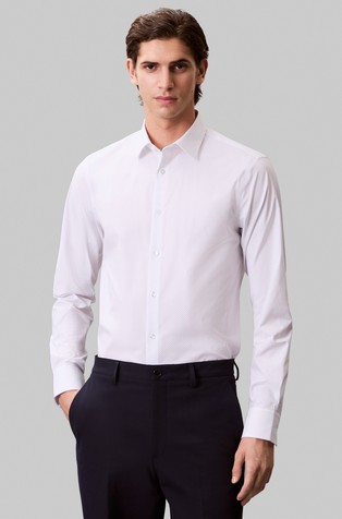 Slim fit raztegljiva bombažna srajca z mikro vzorcem