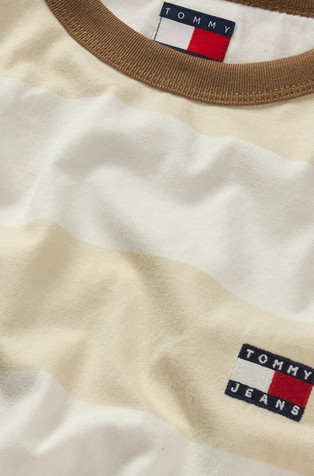 TOMMY HILFIGER Regular fit majica s širokim črtastim vzorcem Bež - Beige / White 5