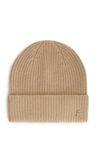 Cashmere TH Monogram Plaque Beanie
