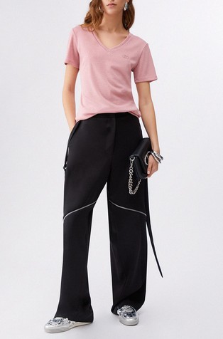 Majica z V-izrezom in svetlečimi lureks vlakni