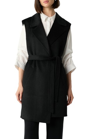 Brezrokavnik iz volnene mešanice s pasom