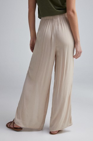 SPRINGFIELD Wide viscose trousers with front slits Beige 2
