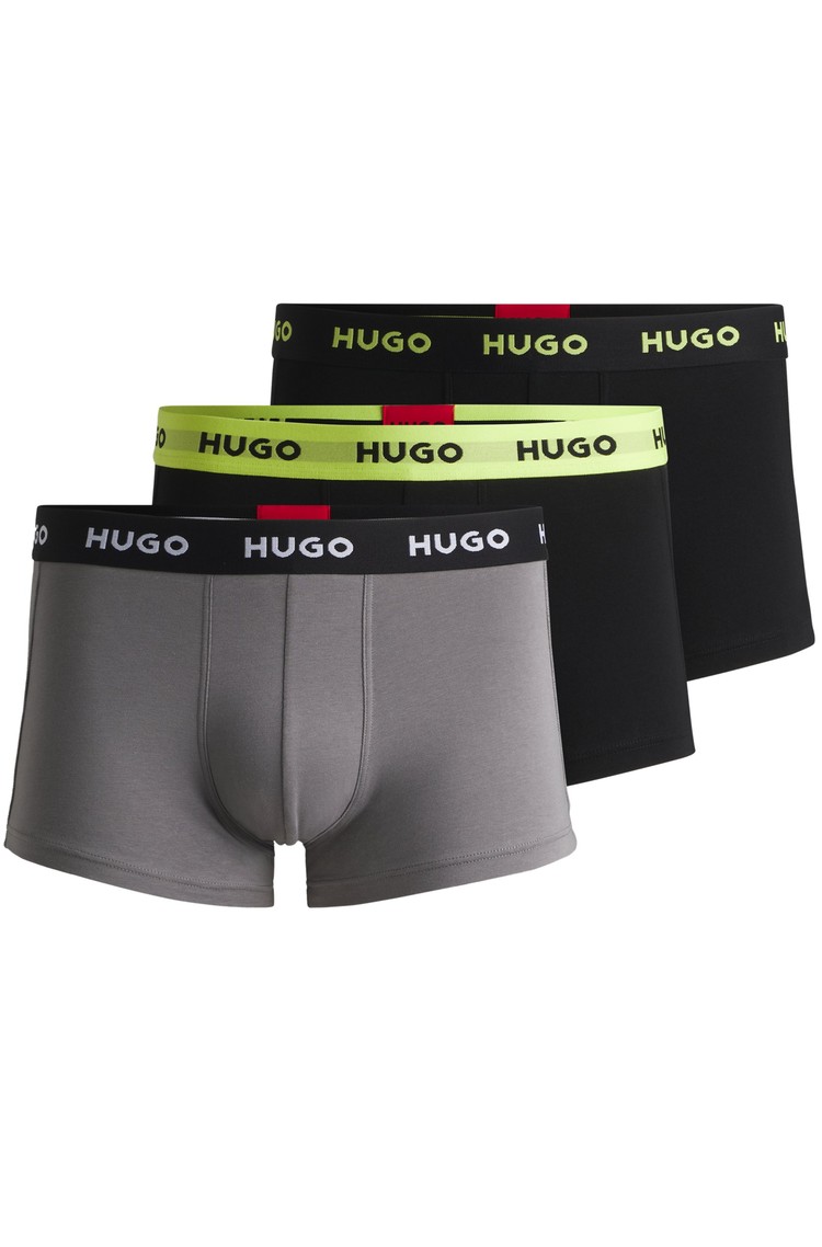 HUGO BOSS Paket 3 boksaric iz raztegljivega bombaža z logo pasom Večbarvna - Black / Gray / Green 
