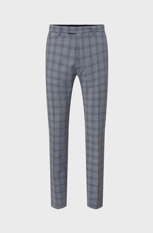 Skinny fit kariraste hlače iz volnene mešanice