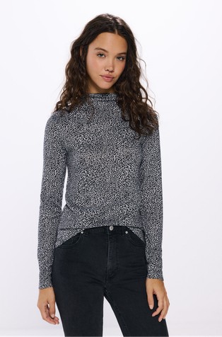 Patterned Perkins neck T-shirt