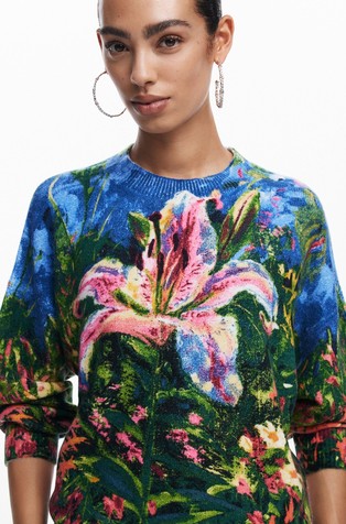 DESIGUAL Pulover z motivom orhideje Večbarvna - Multi 4