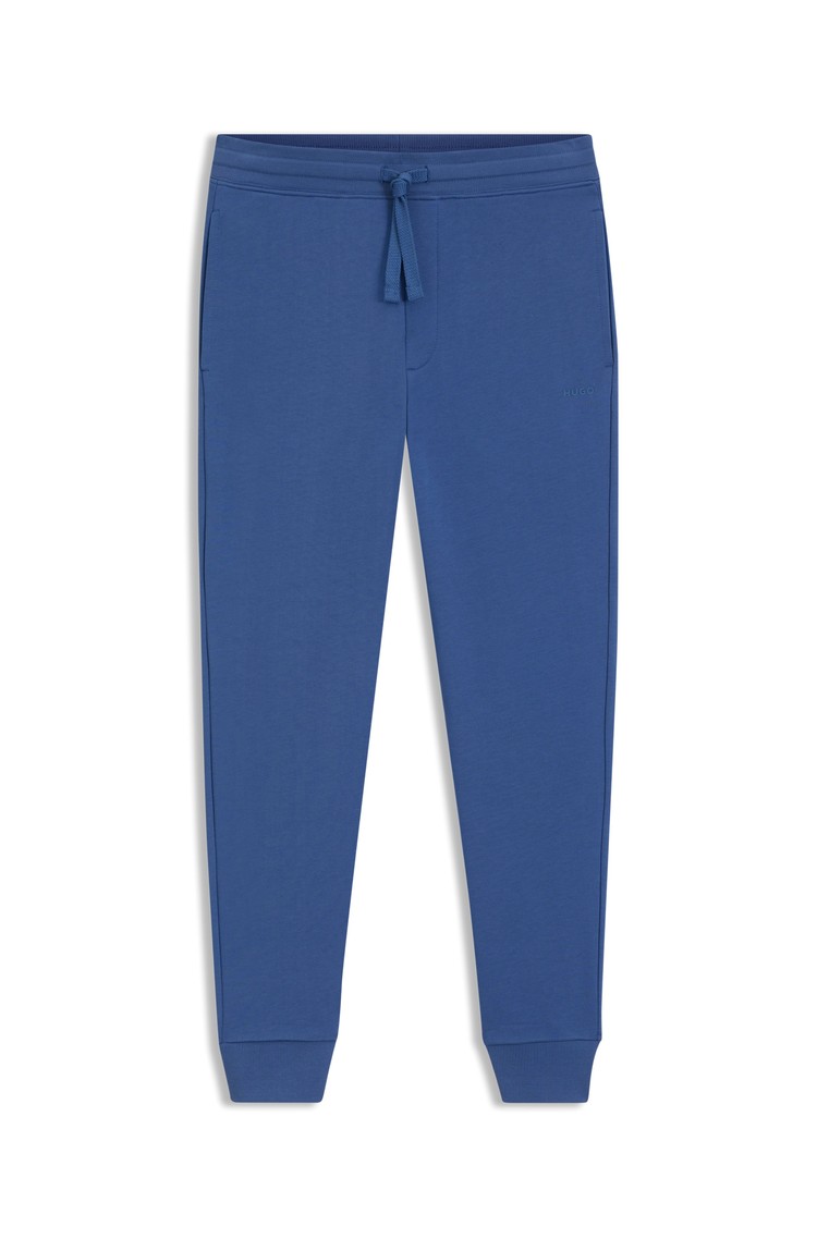 HUGO BOSS Cotton-terry tracksuit bottoms with logo print Blue 