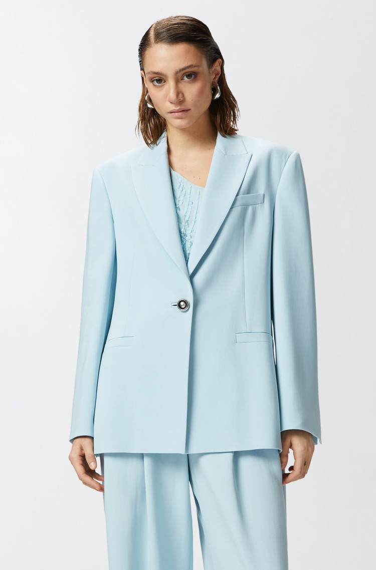 PINKO Regular fit single-breasted blazer in viscose Blue 