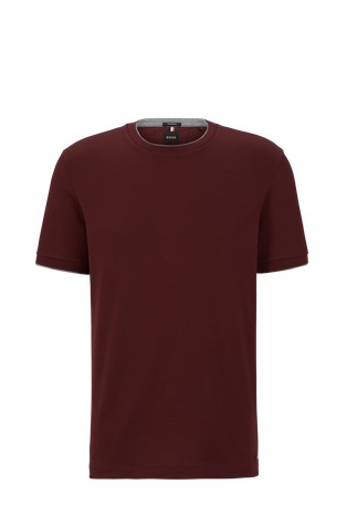 HUGO BOSS Regular fit majica iz merceriziranega bombaža z vafljasto teksturo Rdeča - Red 4