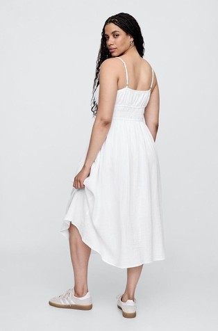GAP Gauze Midi Dress With Tie Front Optic White V4 5