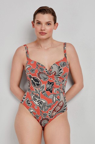 Shape-control swimsuit with pattern