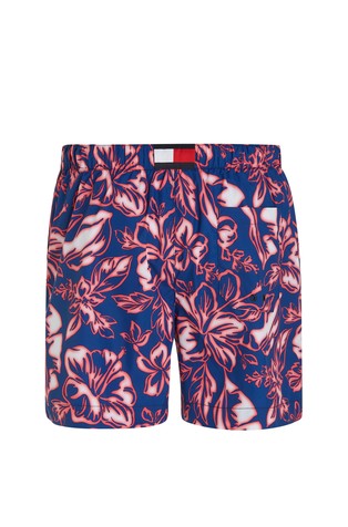 TOMMY HILFIGER Essential vzorčaste kopalke Modra - Vintage Tropical Glow Laser Pink 4