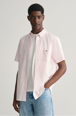 Regular fit karirasta poplin srajca s kratkimi rokavi