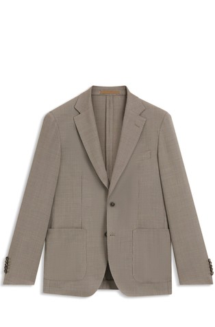 Slim fit suknjič iz mešanice deviške volne in svile