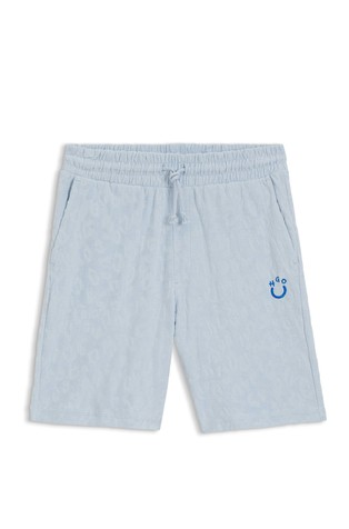 Frotiraste bombažne kratke hlače z leopardjim žakarskim vzorcem