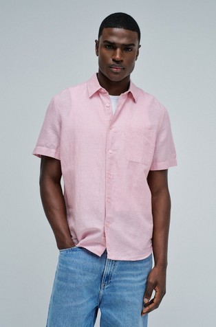 Linen blend short sleeves shirt