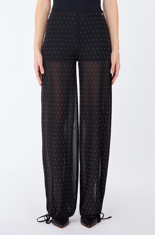 Tulle trousers with jewel embroidery