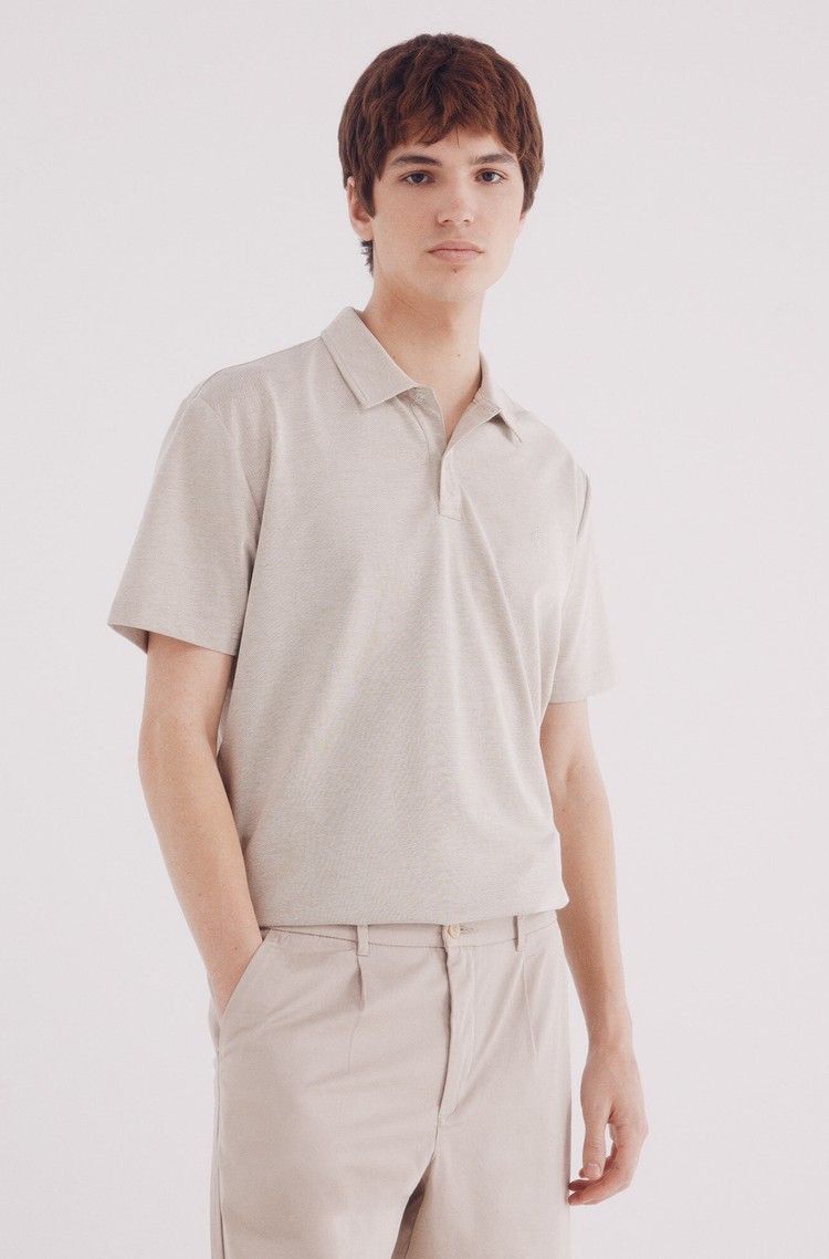 SPRINGFIELD Piké polo majica s kratkimi rokavi Bež - Beige 