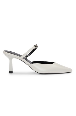 Nappa-leather slides with metal logo