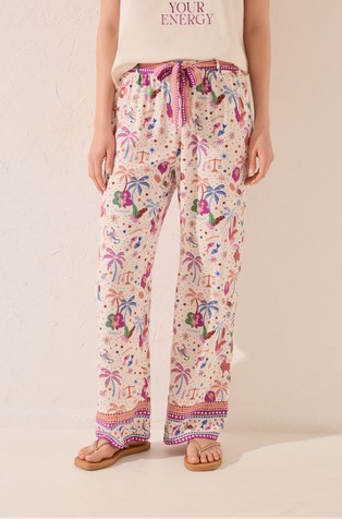 Long print viscose trousers