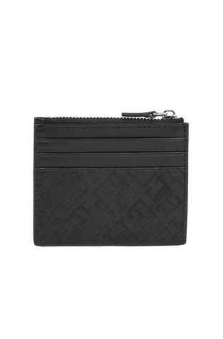 TOMMY HILFIGER TH Monogram usnjena denarnica za kartice Črna - Black 2