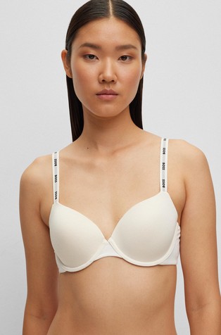 Underwired padded bra with adjustable branded straps