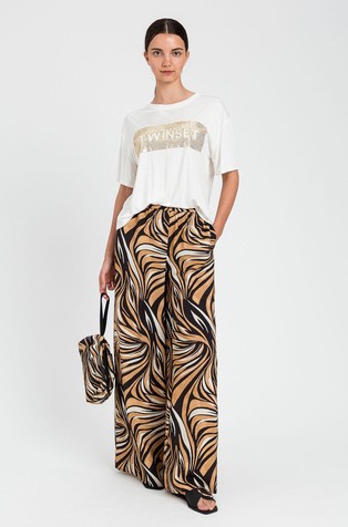 Viscose T-shirt with logo and sequins