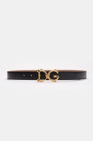 Calfskin belt with logo