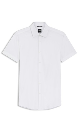 Slim-fit shirt in performance-stretch jersey