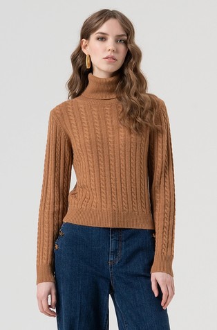 Pleten puli iz volne in kašmirja z vzorcem verig