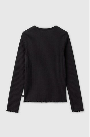 BENETTON Slim fit rebrasta bombažna majica z dolgimi rokavi Črna - Black 2