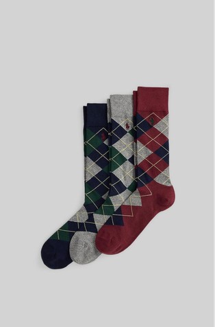 Argyle paket 3 parov nogavic iz bombažne mešanice