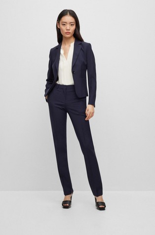 HUGO BOSS Slim fit suknjič iz deviške volne Modra - Dark Blue 5