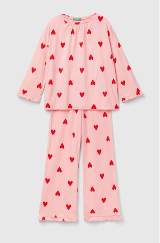 Cotton blend pyjamas with heart pattern