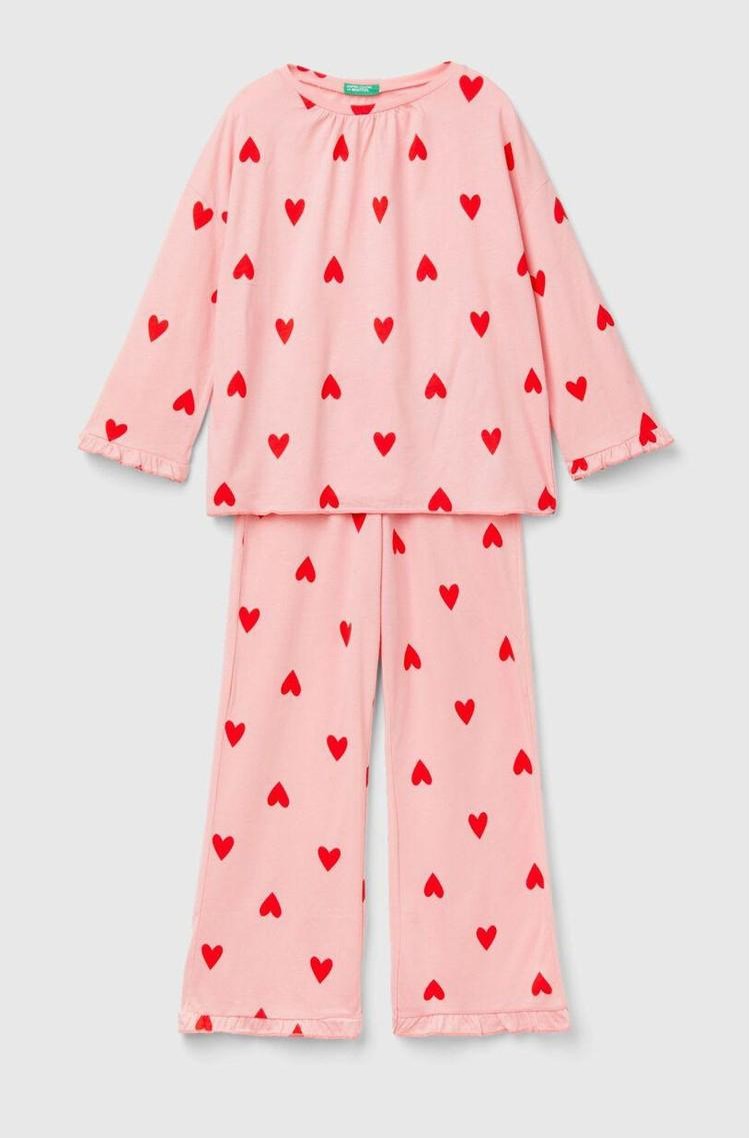 BENETTON Cotton blend pyjamas with heart pattern Pink 