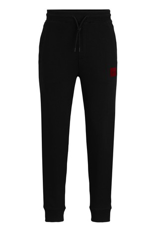 HUGO BOSS Cotton-terry tracksuit bottoms with patch metallic-effect flock logo Black 5