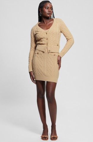 GUESS Braided sweater mini skirt Beige 4