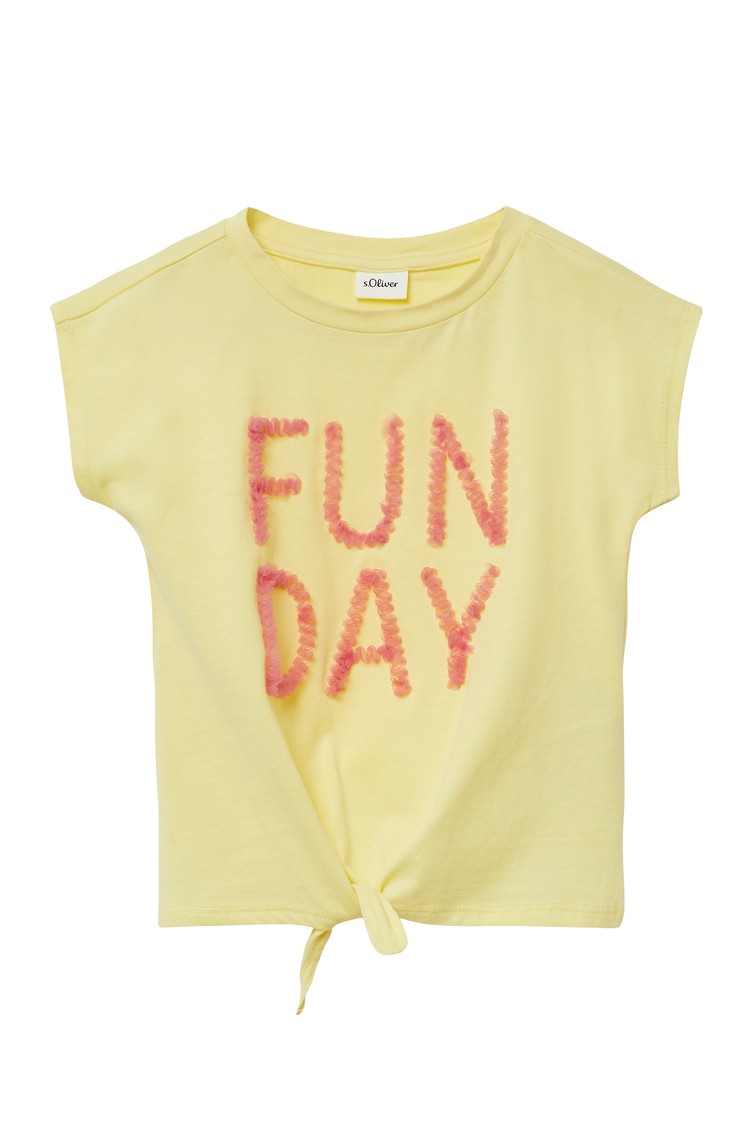S.OLIVER Cotton T-shirt with appliqué Yellow 