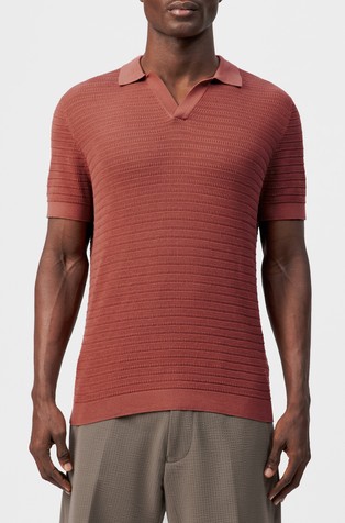 Strukturirano pletena bombažna polo majica