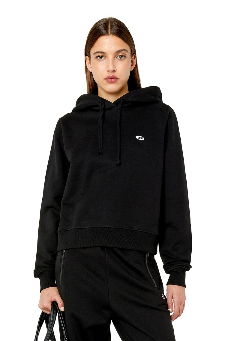 DIESEL Hoodie with oval D patch Black 