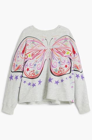 DESIGUAL Oversized pulover s potiskom metulja Siva - Light Gray 4