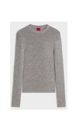 Slim fit pleten pulover iz volnene mešanice