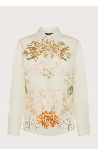 Organza shirt with floral embroidery