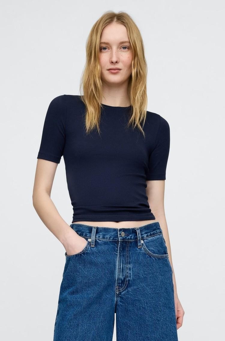 GAP Ženska majica s kratkimi rokavi Modra - Navy Blue 