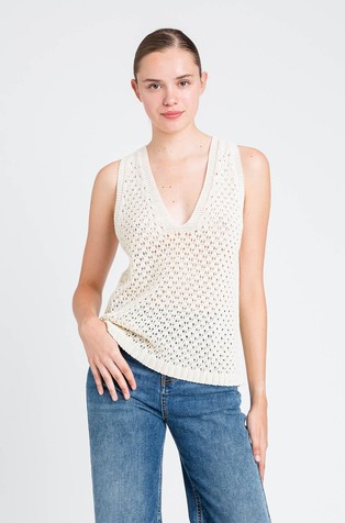 Cotton knit sleeveless top